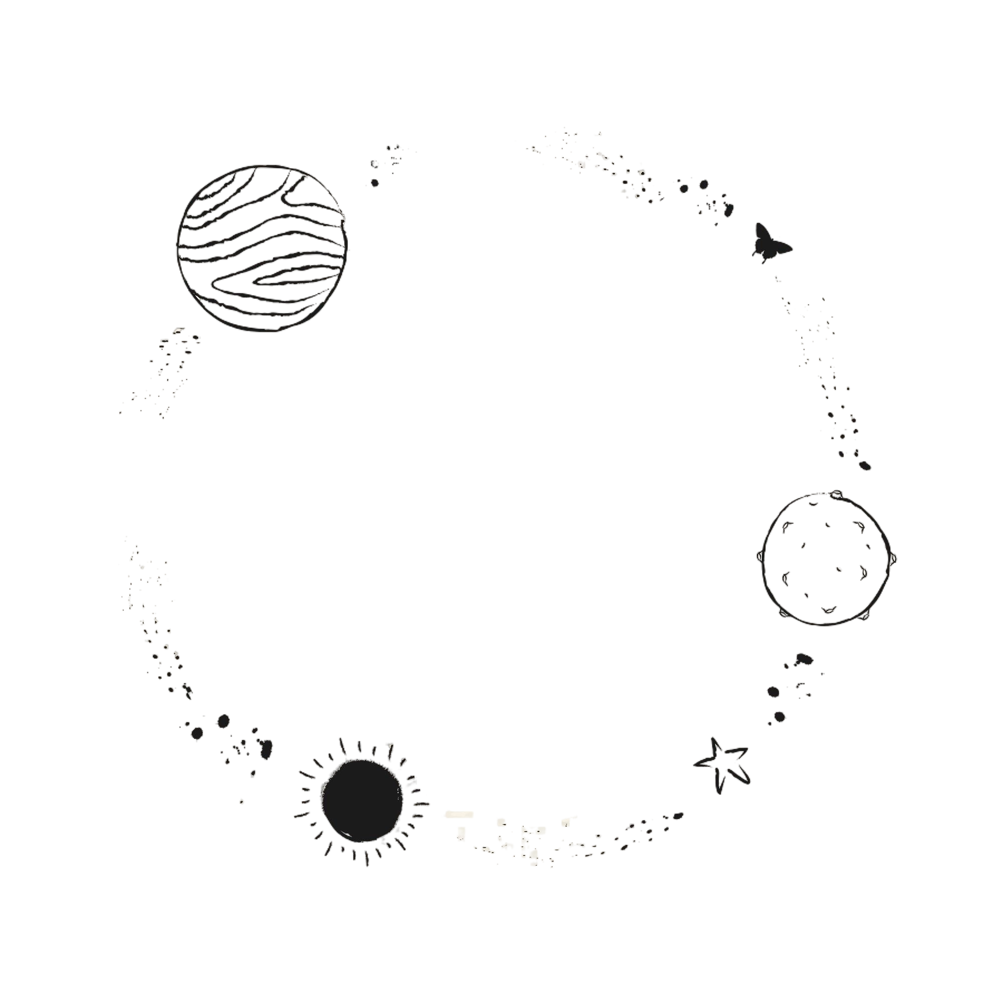 Mond und Sterne in einem System