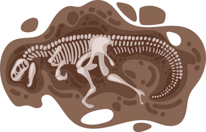 Cartoon-Artiges Fossil-Bild eines Dinosauriers